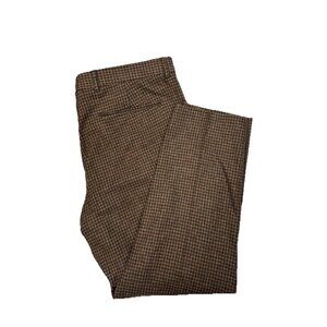 Le 31 38x30 London Fit Wool Cashmere Pants Brown Check Italy Cloth